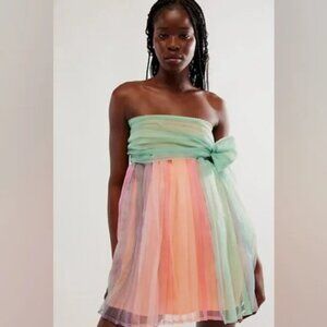 Free People In Rainbows Organza Mini Dress